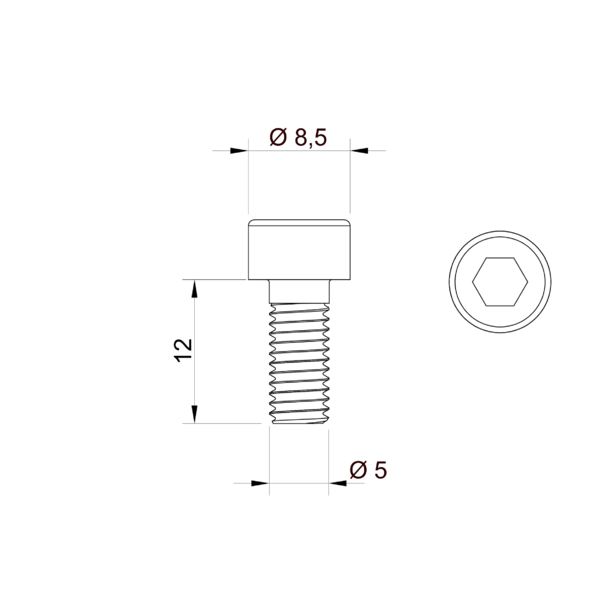 Vis hexagonale galvanisée M5 x 12 mm